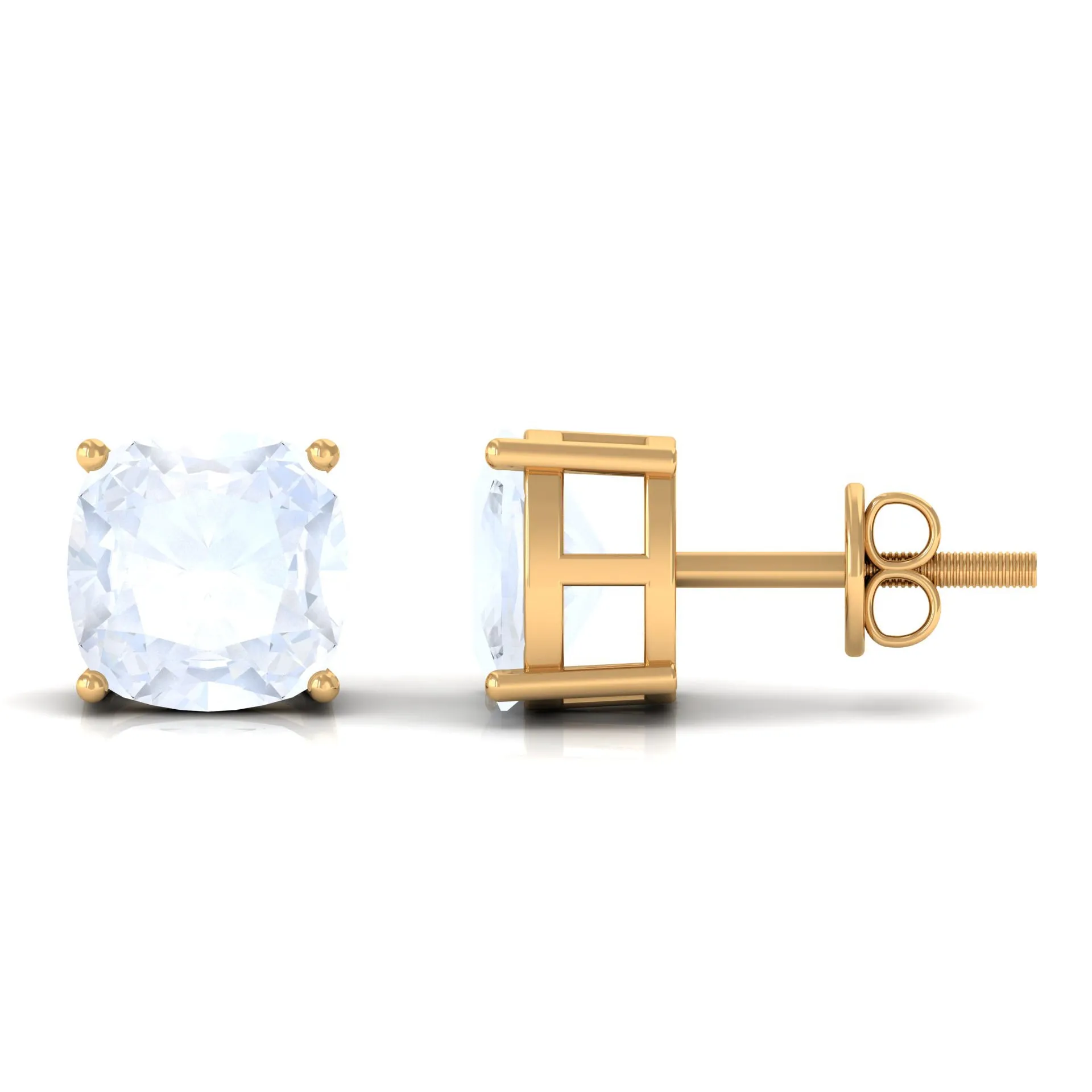 2.75 CT Cushion Cut Moonstone Solitaire Stud Earrings
