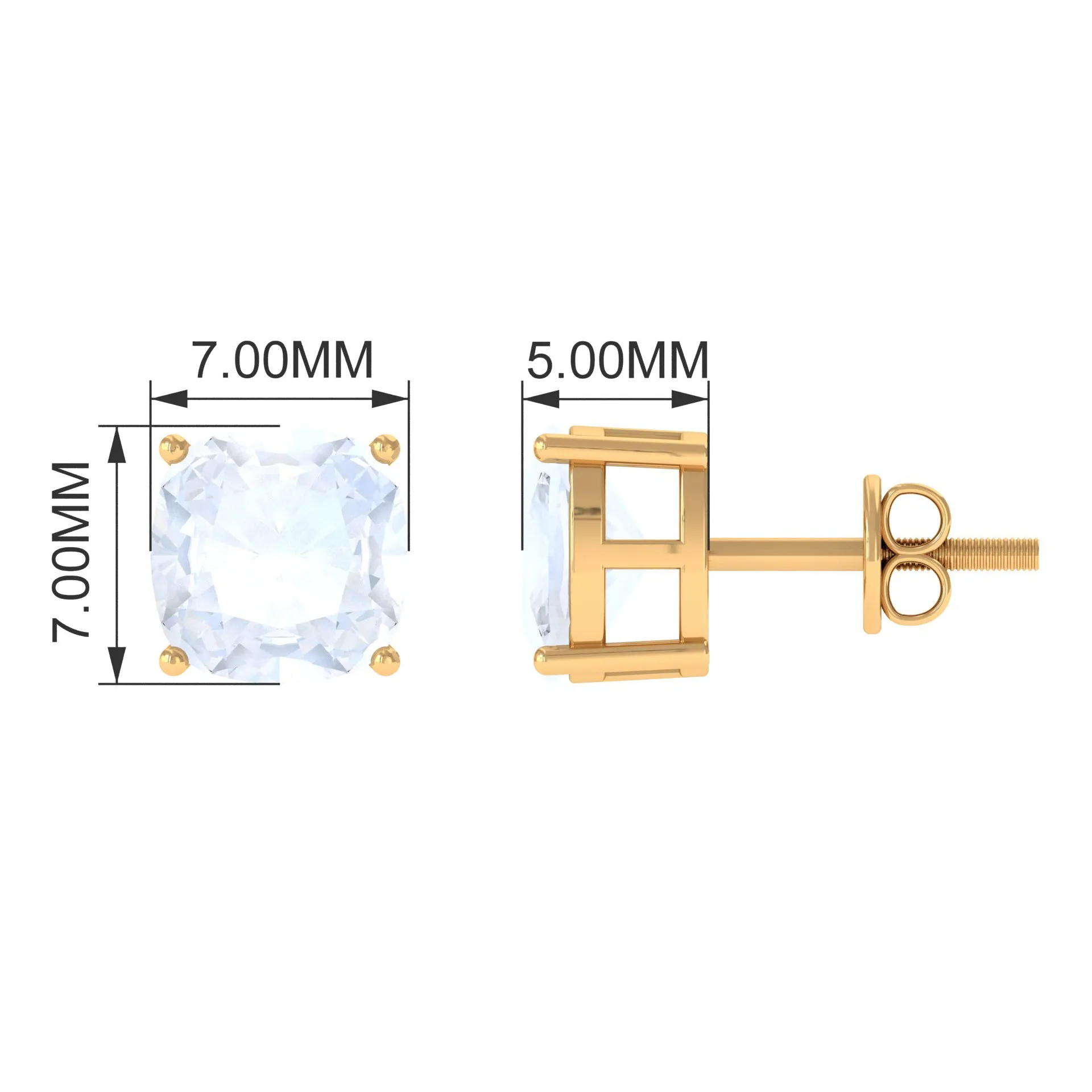 2.75 CT Cushion Cut Moonstone Solitaire Stud Earrings