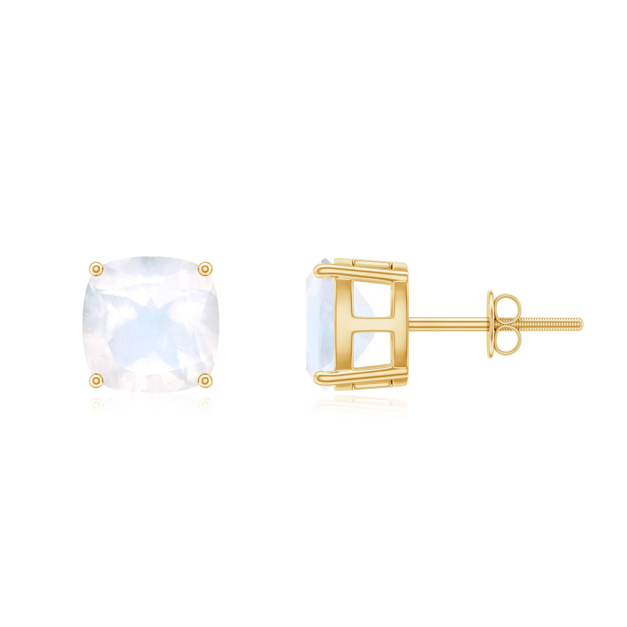 2.75 CT Cushion Cut Moonstone Solitaire Stud Earrings
