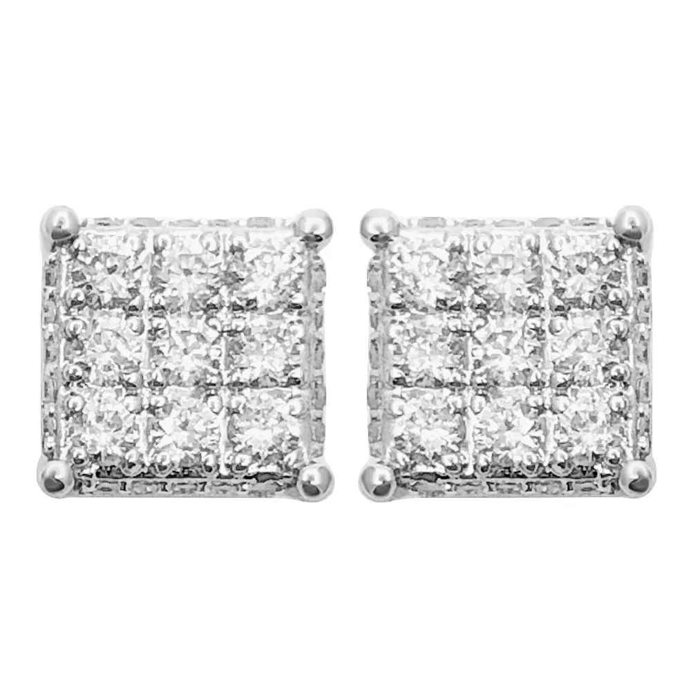 3D Box Diamond Earrings .50cttw 10K Yellow Gold