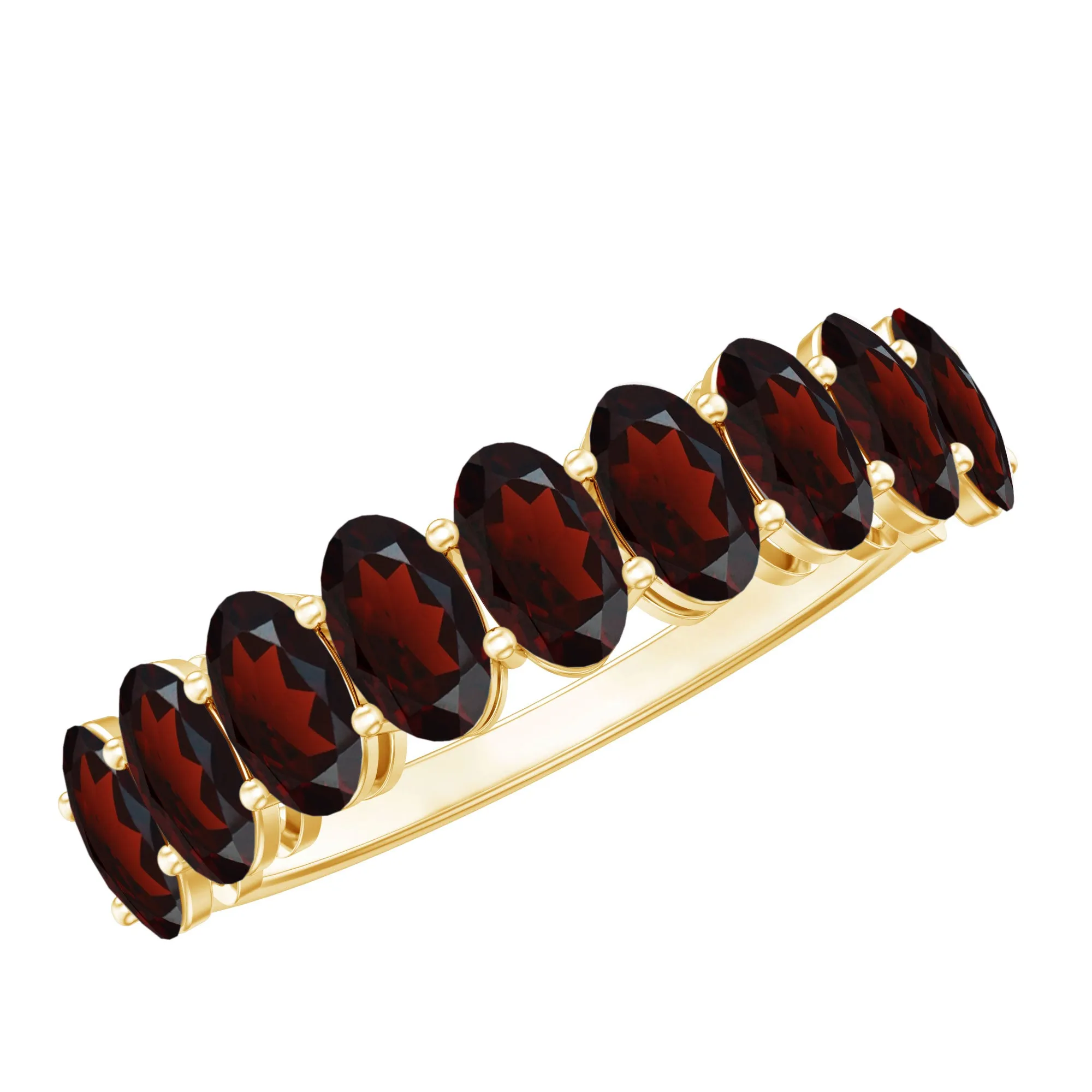 3X5 MM Oval Cut Garnet Half Eternity Ring