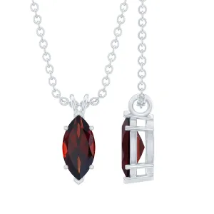 4X8 MM Marquise Cut Garnet Solitaire Pendant