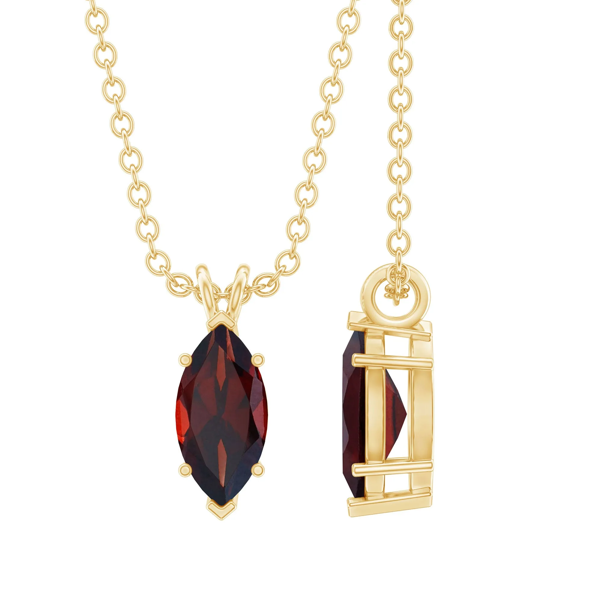 4X8 MM Marquise Cut Garnet Solitaire Pendant