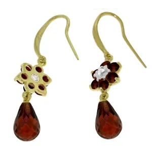 5.51 Carat 14K Solid Yellow Gold Botanica Garnet Diamond Earrings