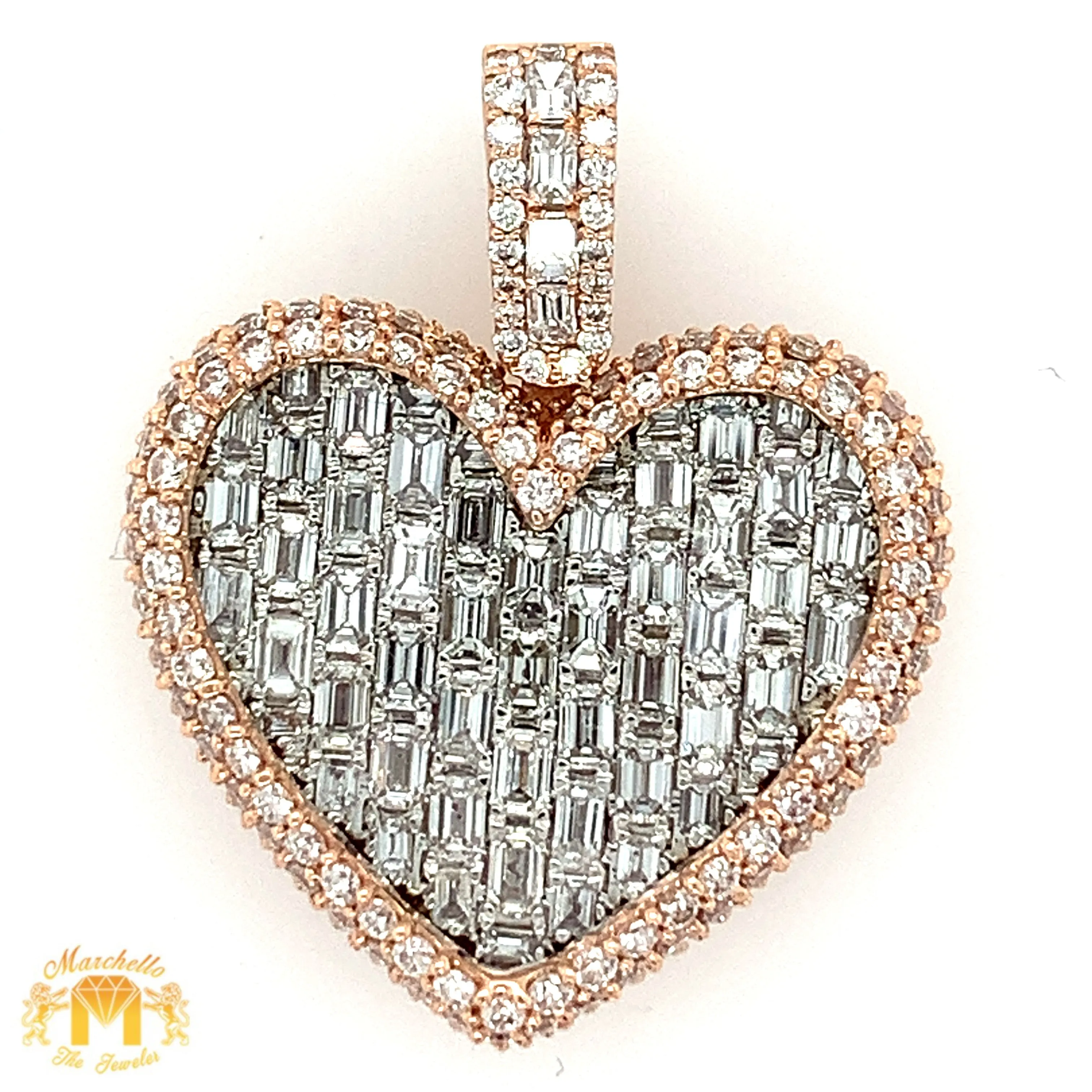 5.55ct Diamonds 14k Gold Heart Pendant (emerald-cut VS diamonds, choose gold color)