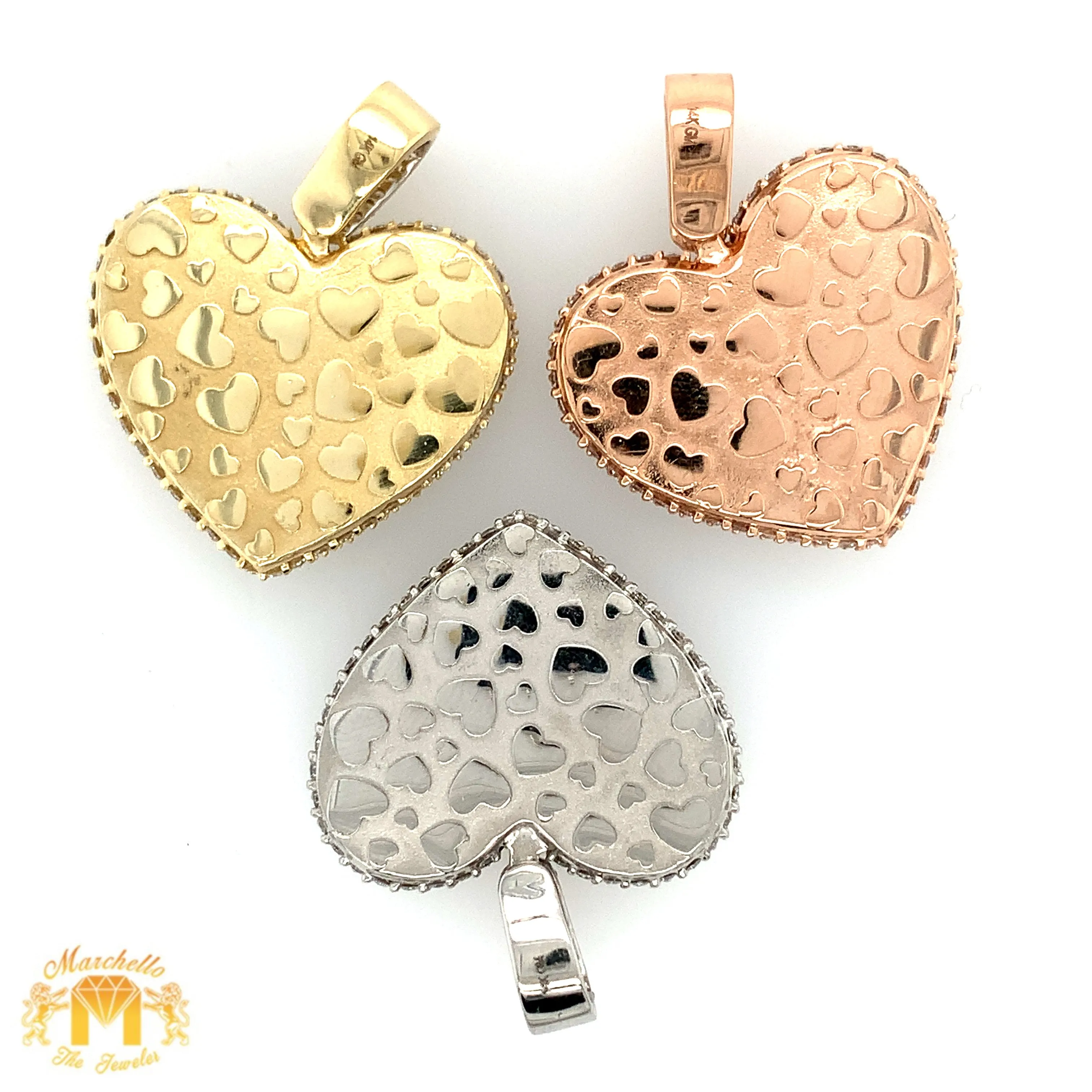 5.55ct Diamonds 14k Gold Heart Pendant (emerald-cut VS diamonds, choose gold color)