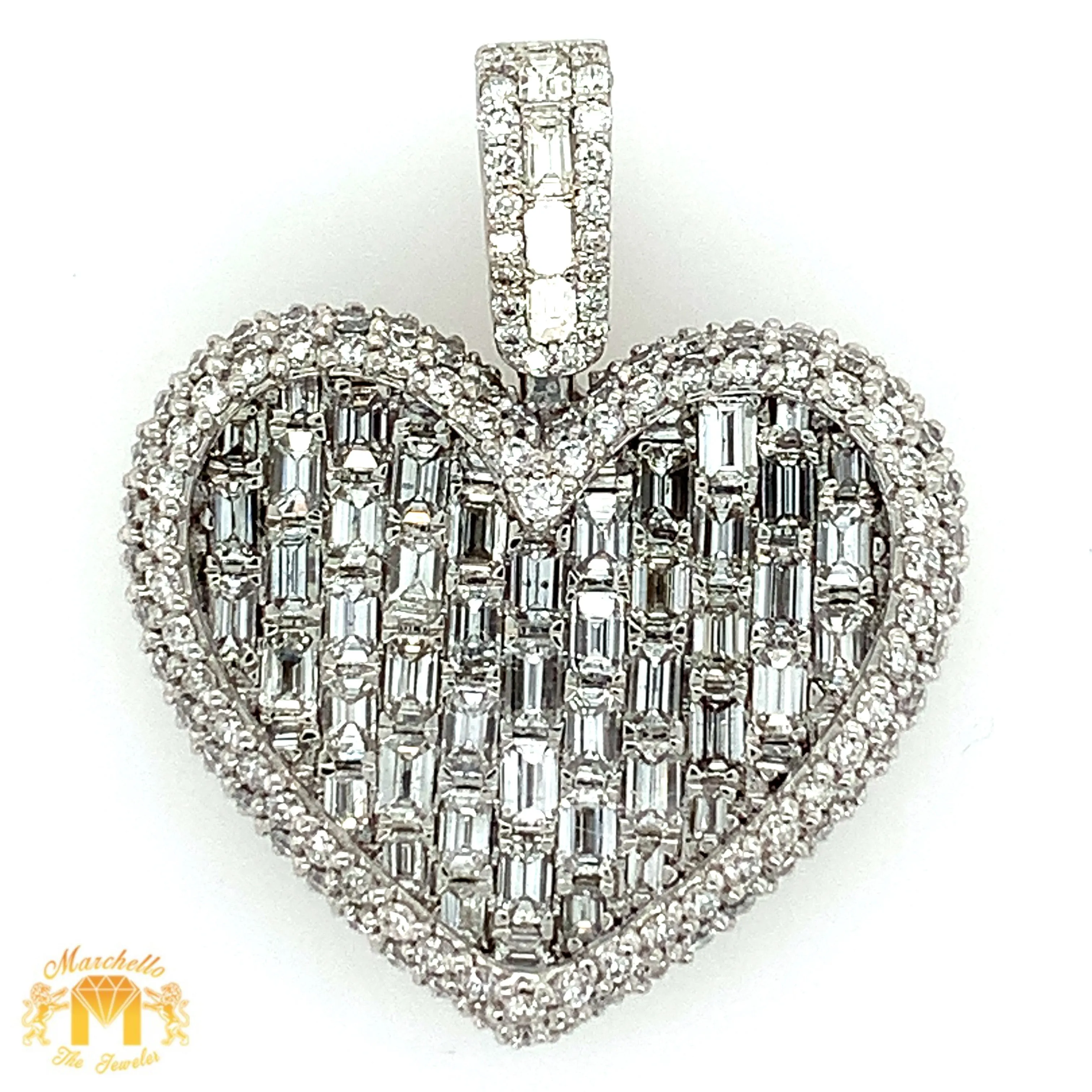 5.55ct Diamonds 14k Gold Heart Pendant (emerald-cut VS diamonds, choose gold color)