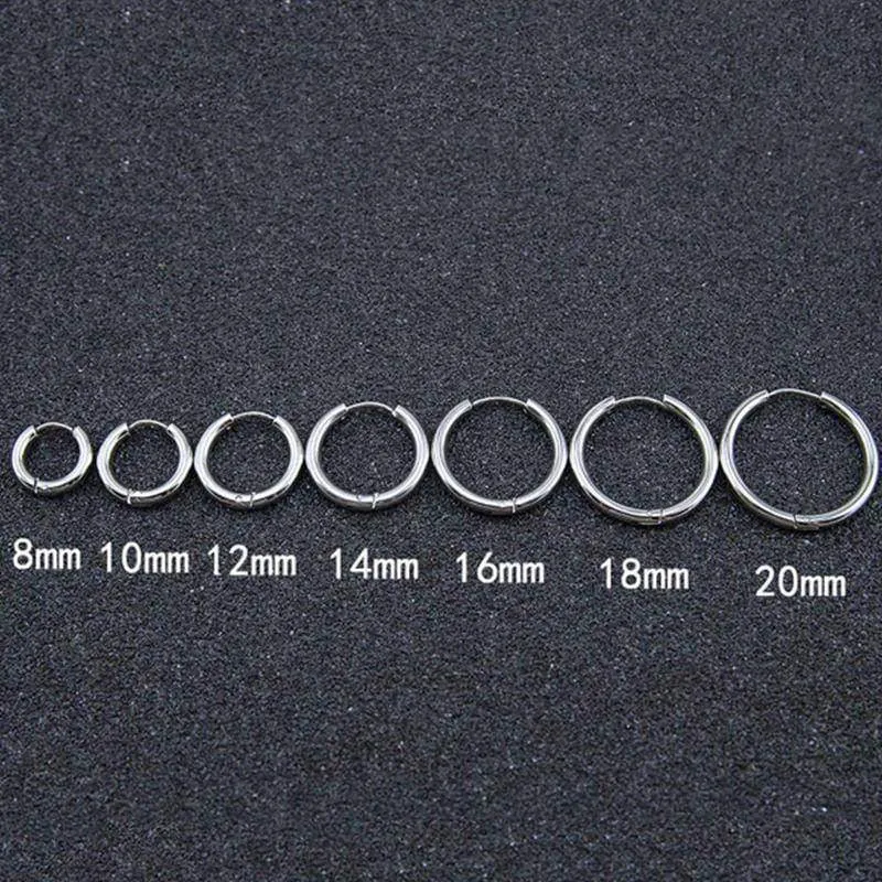 7 sizes, (8mm-20mm) 1 Pair Hoop Earrings
