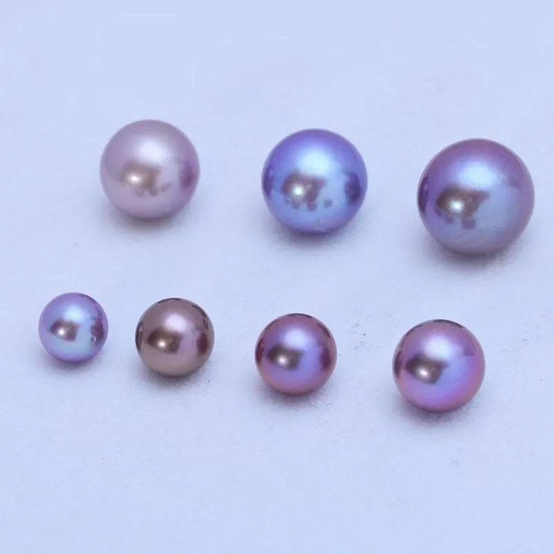 9-10mm Purple Freshwater Pearl & Floral Stud Earrings