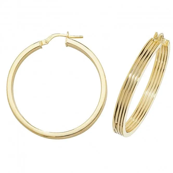9ct Yellow Gold Oval Hoop Earrings ER1017