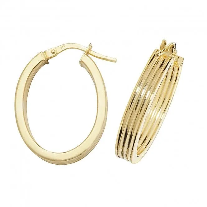 9ct Yellow Gold Oval Hoop Earrings ER1017