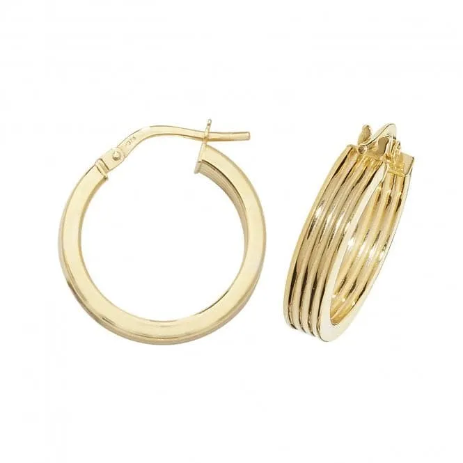 9ct Yellow Gold Oval Hoop Earrings ER1017