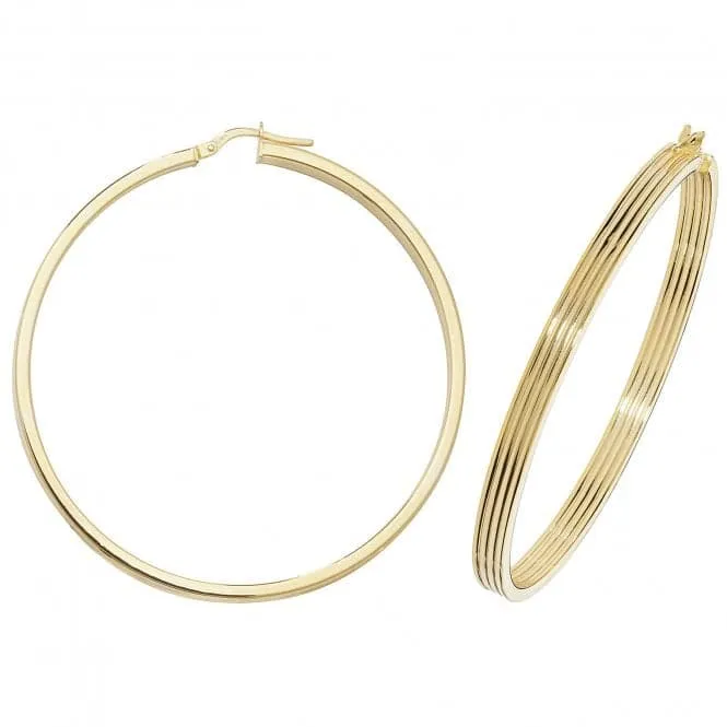 9ct Yellow Gold Oval Hoop Earrings ER1017