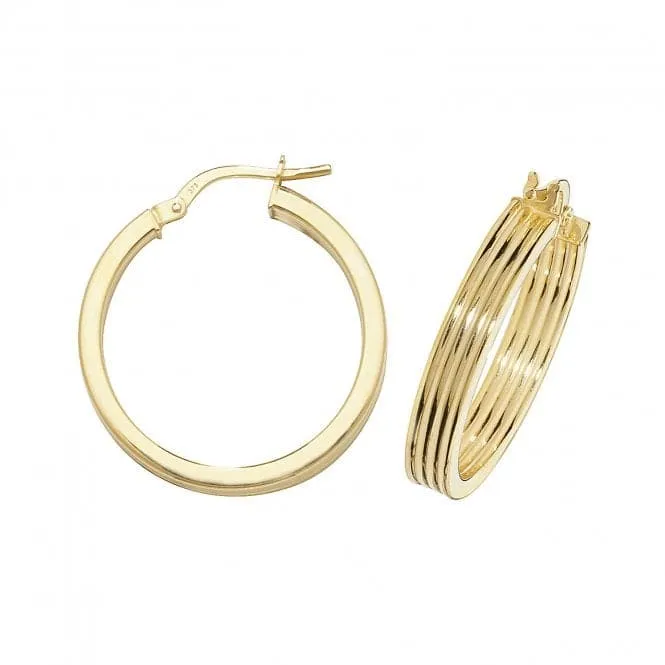 9ct Yellow Gold Oval Hoop Earrings ER1017