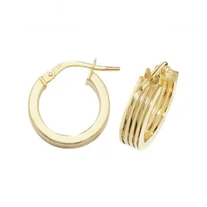 9ct Yellow Gold Oval Hoop Earrings ER1017