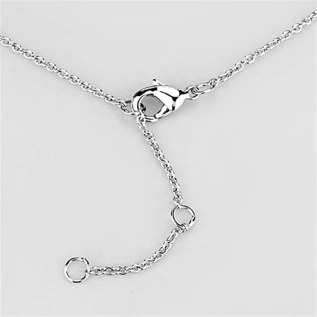 Alamode Rhodium   Ruthenium Brass Necklace with AAA Grade CZ in Amethyst