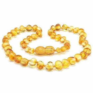 AMBER CENTRE - BABY AMBER TEETHING NECKLACE: LIGHT COGNAC