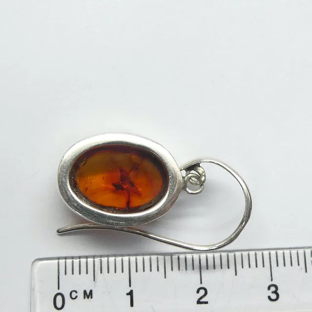 Amber Earrings, Baltic, Cabochon, 925 Sterlng Silver d1