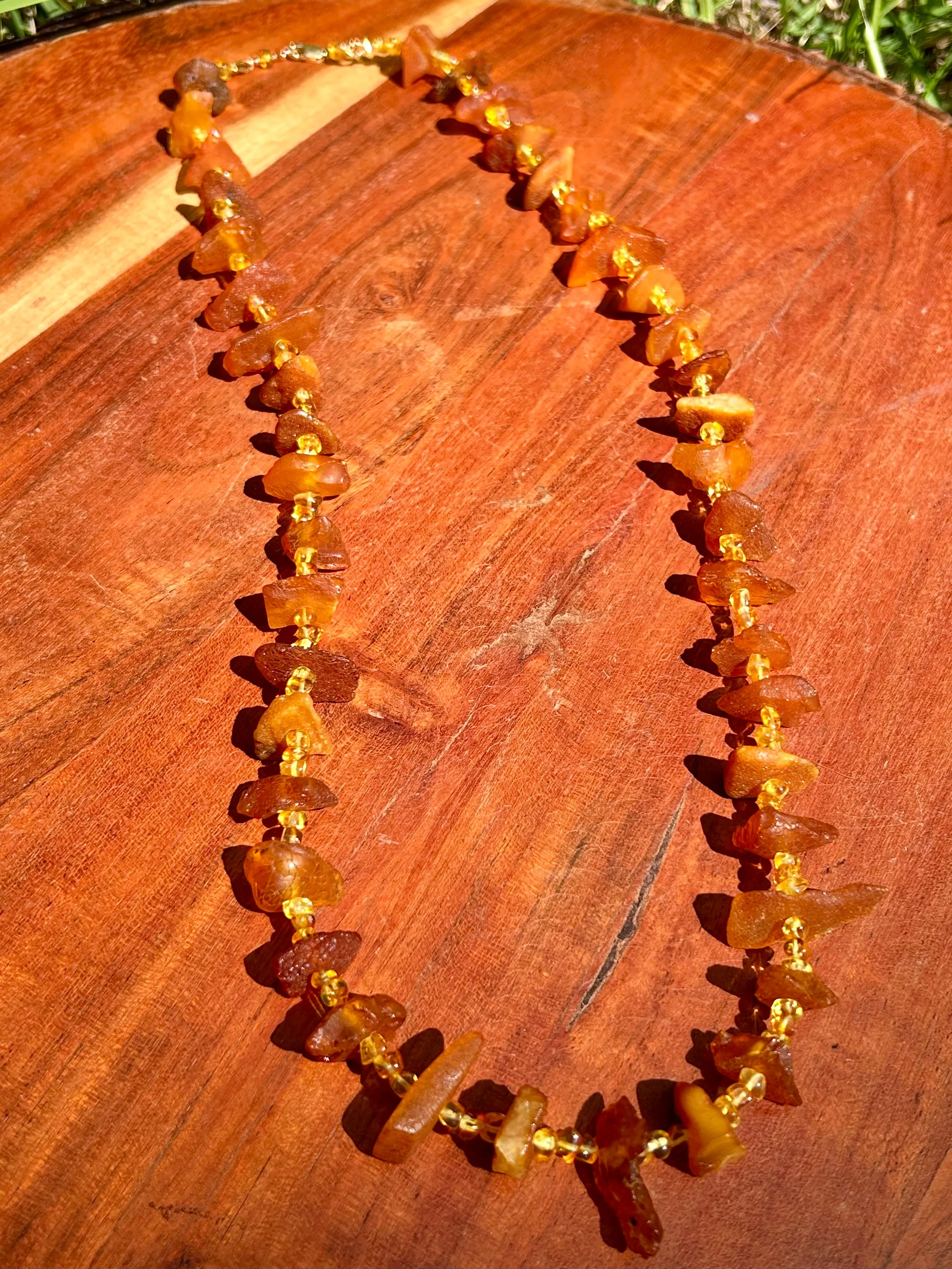 Amber Gemstone 14k Gold Filled Beaded Necklace