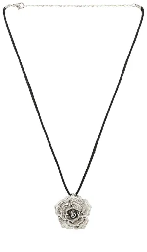 Amber Sceats Rosette Necklace in Metallic Silver