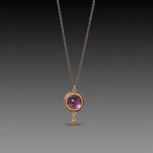 Amethyst & Gold Disk Necklace