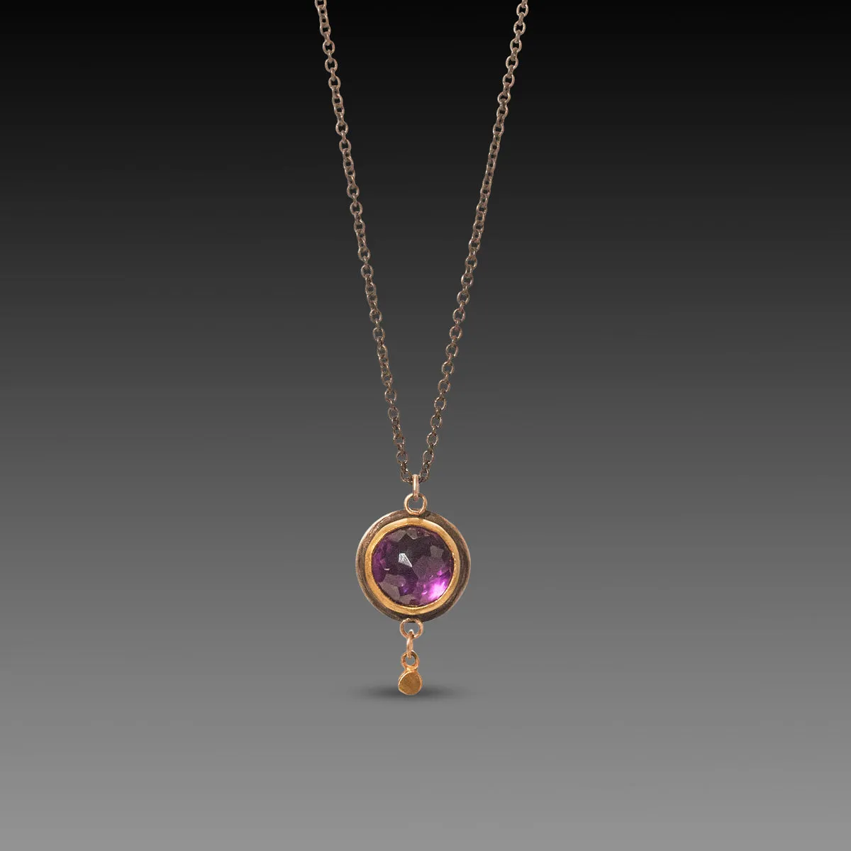 Amethyst & Gold Disk Necklace