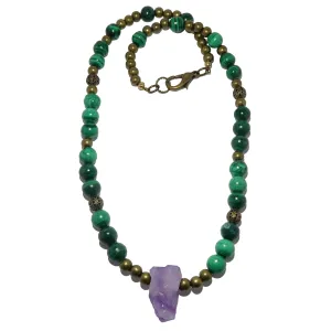 Amethyst Necklace Age of Antiquity Malachite Crystals