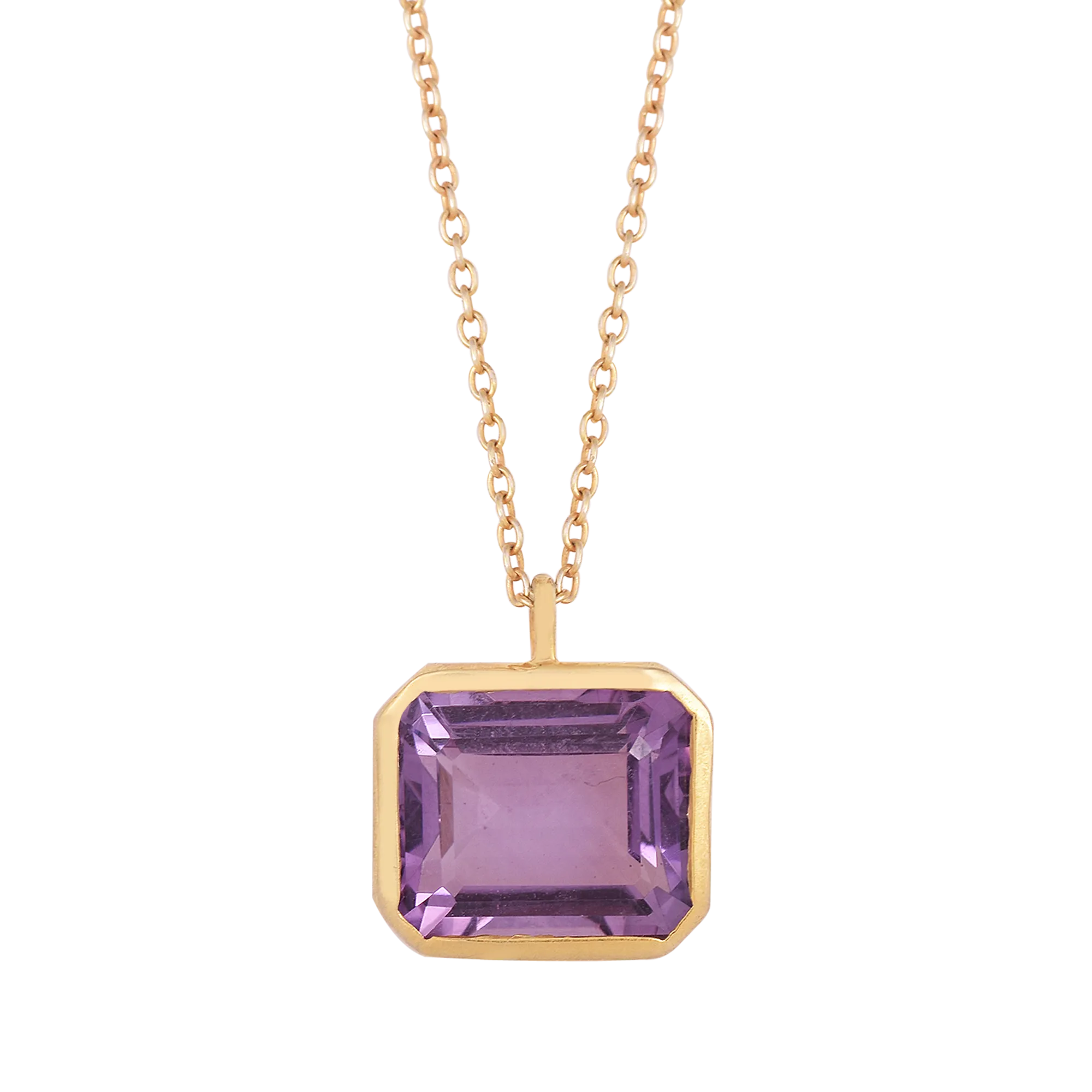 Amethyst Solitaire Silver Necklace