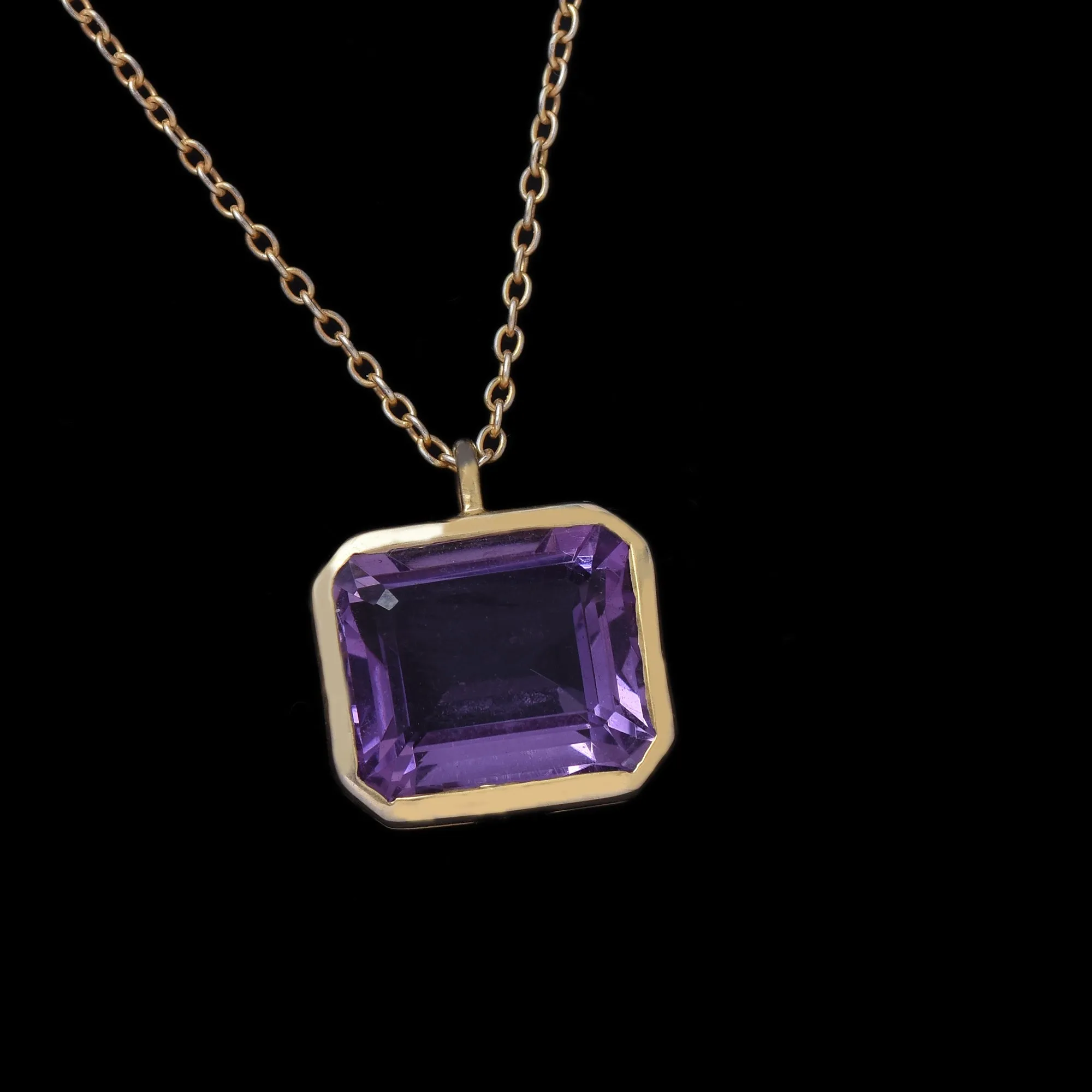 Amethyst Solitaire Silver Necklace