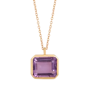 Amethyst Solitaire Silver Necklace
