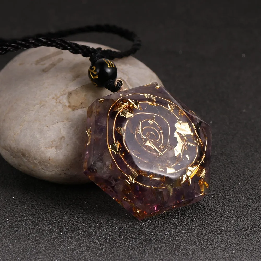 Amethysts Garnet Amazonite Resin Pendant