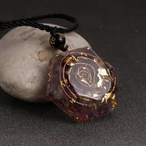 Amethysts Garnet Amazonite Resin Pendant