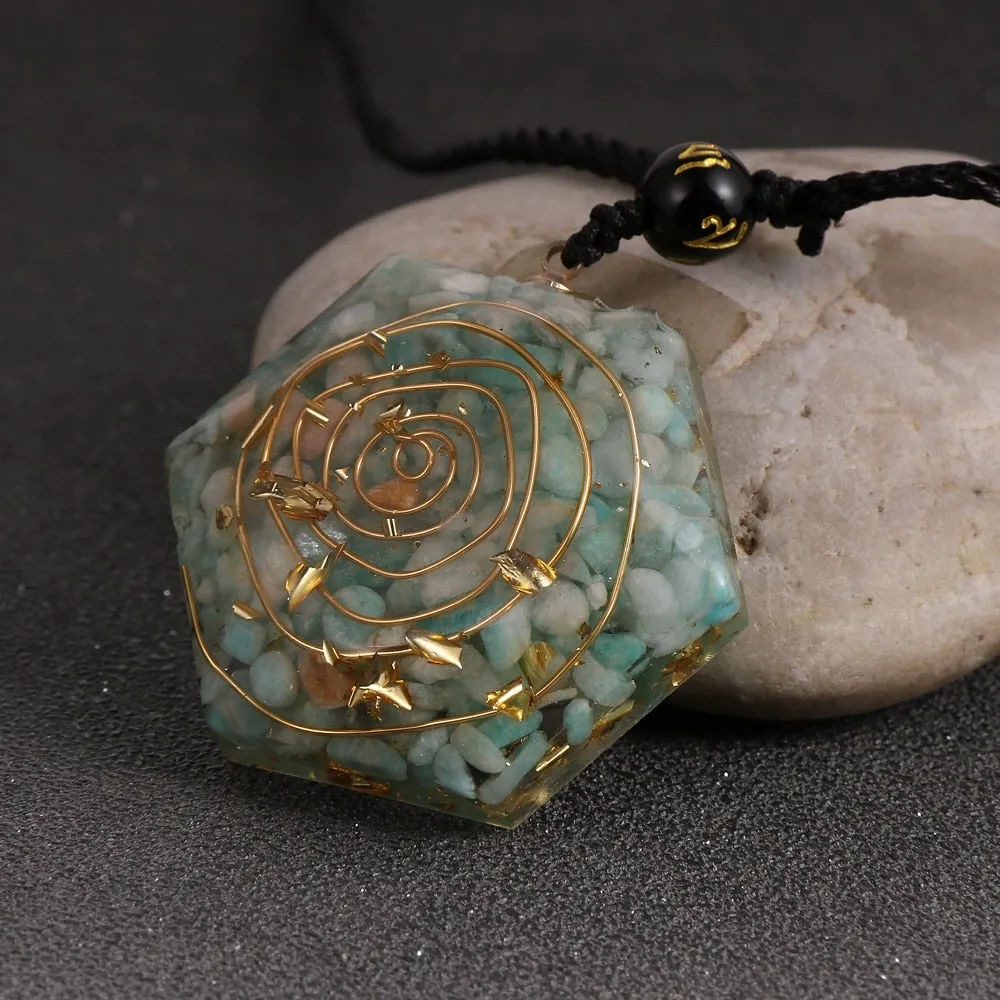Amethysts Garnet Amazonite Resin Pendant
