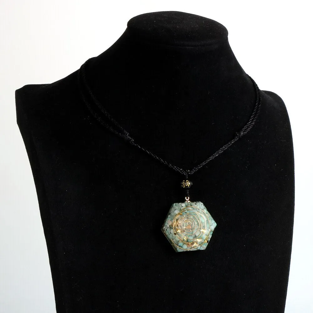 Amethysts Garnet Amazonite Resin Pendant