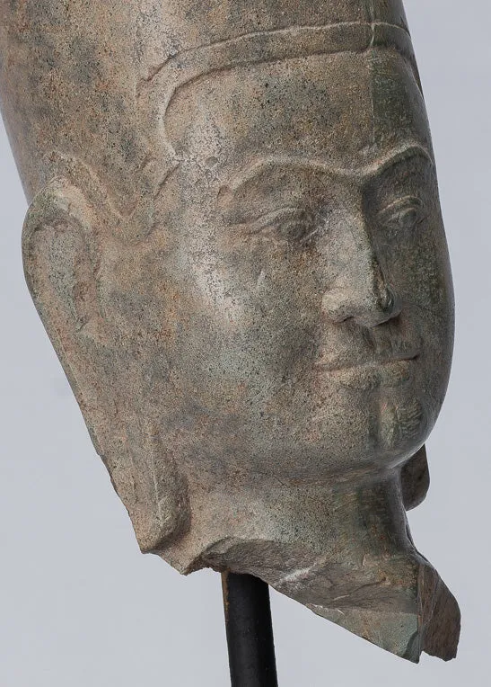 Antique Phnom Da Style Khmer Vishnu Head - Protector & Preserver - 28cm/11"