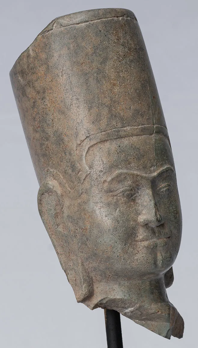Antique Phnom Da Style Khmer Vishnu Head - Protector & Preserver - 28cm/11"
