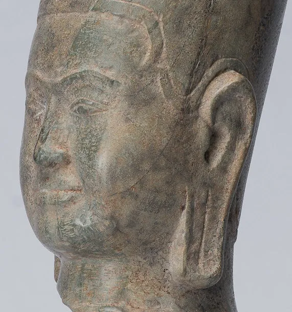 Antique Phnom Da Style Khmer Vishnu Head - Protector & Preserver - 28cm/11"