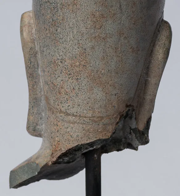 Antique Phnom Da Style Khmer Vishnu Head - Protector & Preserver - 28cm/11"