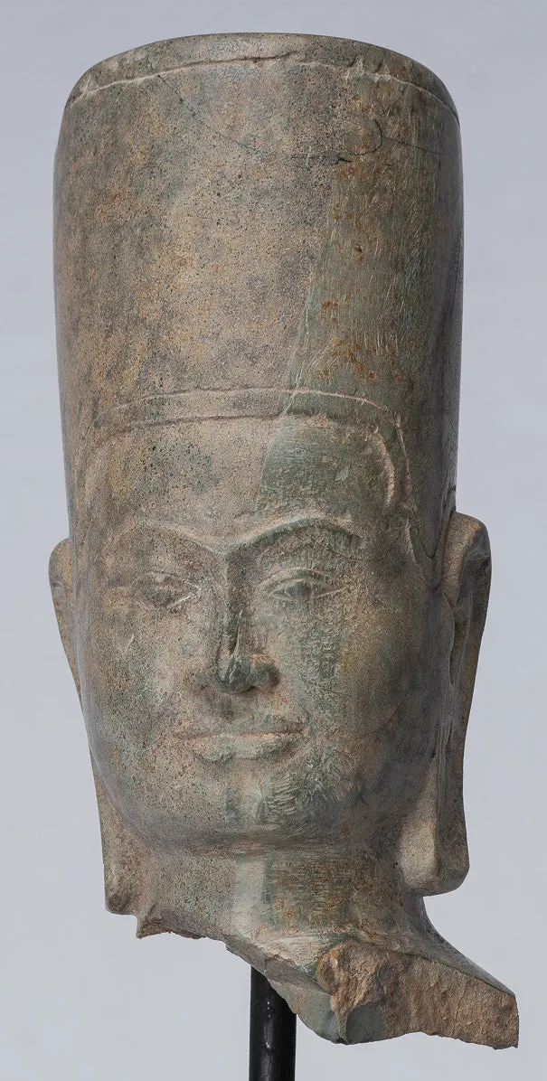 Antique Phnom Da Style Khmer Vishnu Head - Protector & Preserver - 28cm/11"