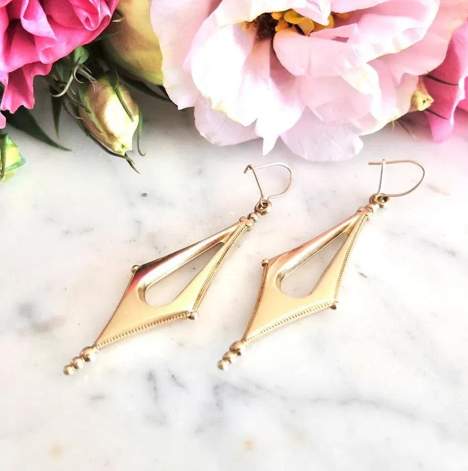 Antique Victorian 9ct Gold Drop Earrings