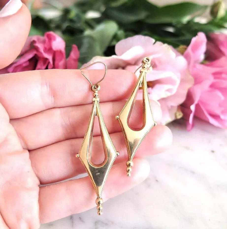 Antique Victorian 9ct Gold Drop Earrings