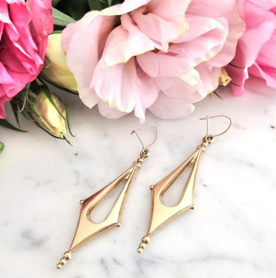 Antique Victorian 9ct Gold Drop Earrings
