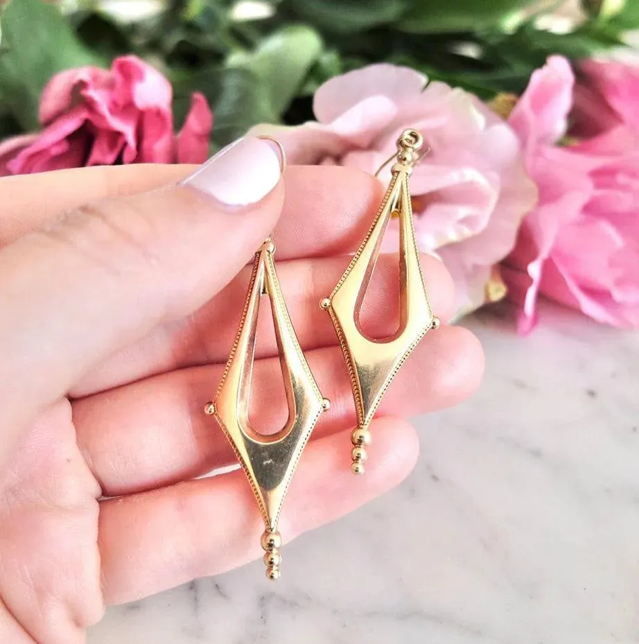 Antique Victorian 9ct Gold Drop Earrings