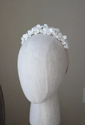 ARABELLA White Porcelain Floral and Crystal Bridal Tiara