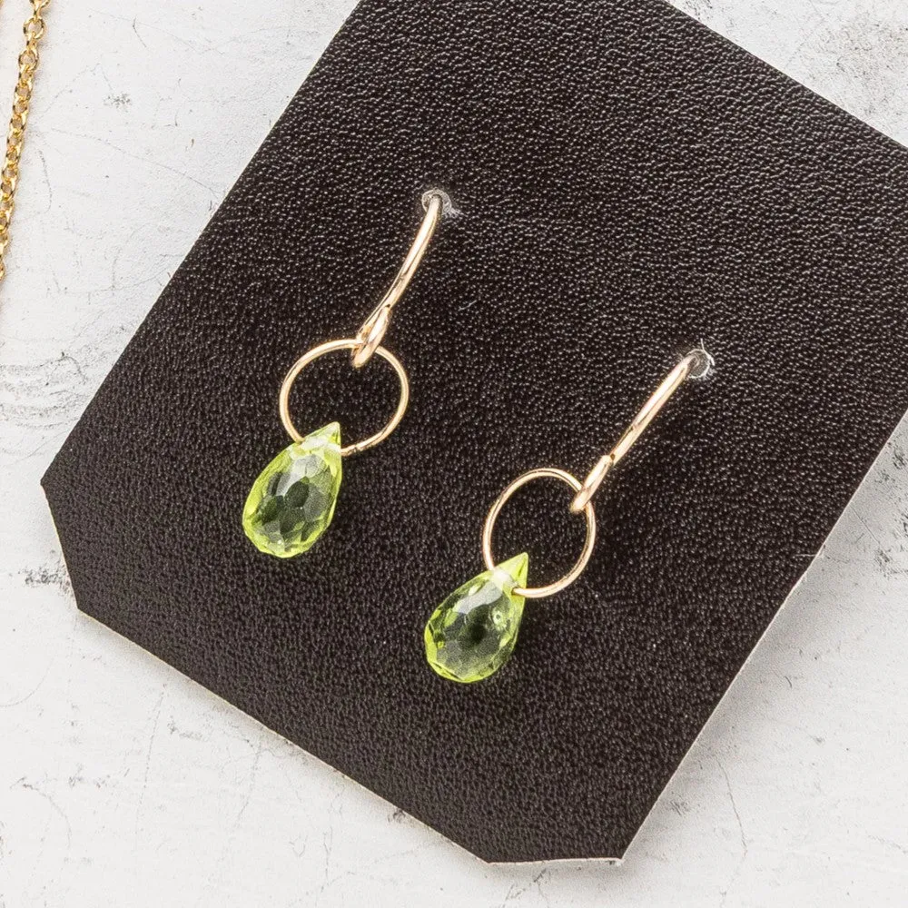August Petite Briolette Drop Earrings: Peridot