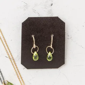 August Petite Briolette Drop Earrings: Peridot
