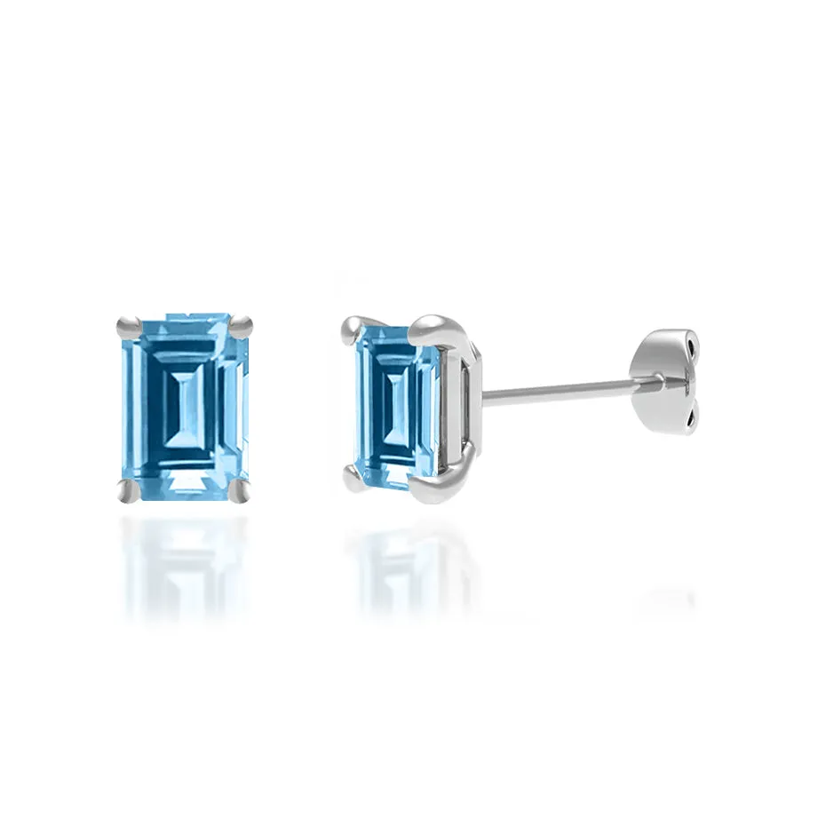 AVIANA - Emerald Aqua Spinel 950 Platinum Stud Earrings