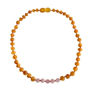 Baby Amber Necklace Honey- Rose Quartz