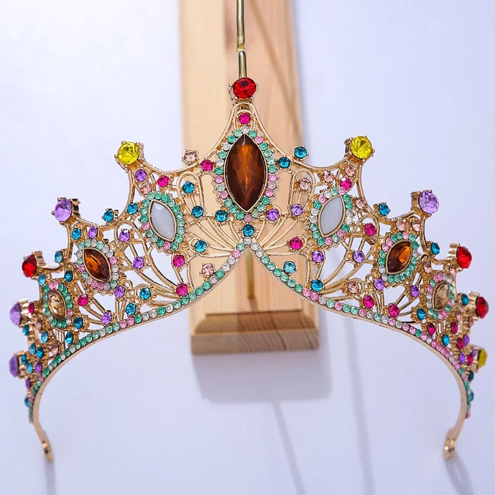 Baroque Vintage Times Crystal Bridal Tiara-Crown for Pageant-Princess-Bride-Quinceanera