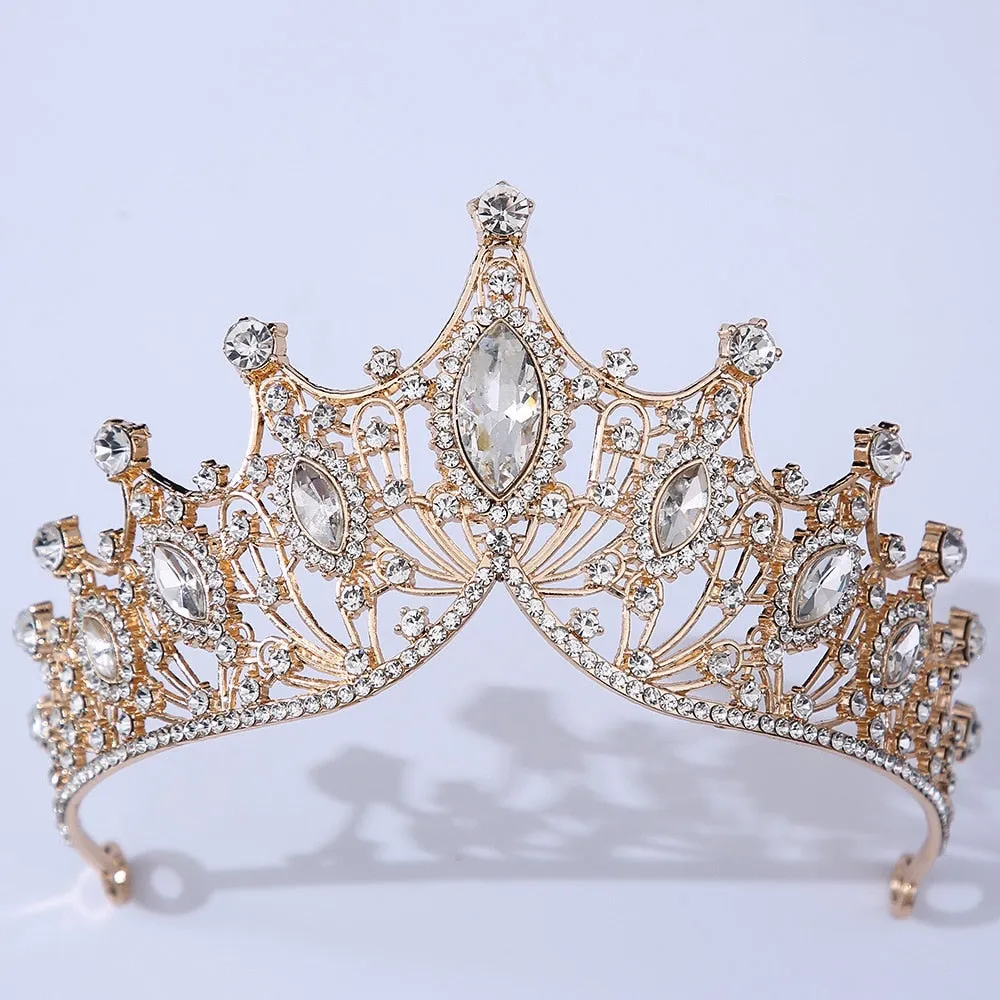 Baroque Vintage Times Crystal Bridal Tiara-Crown for Pageant-Princess-Bride-Quinceanera